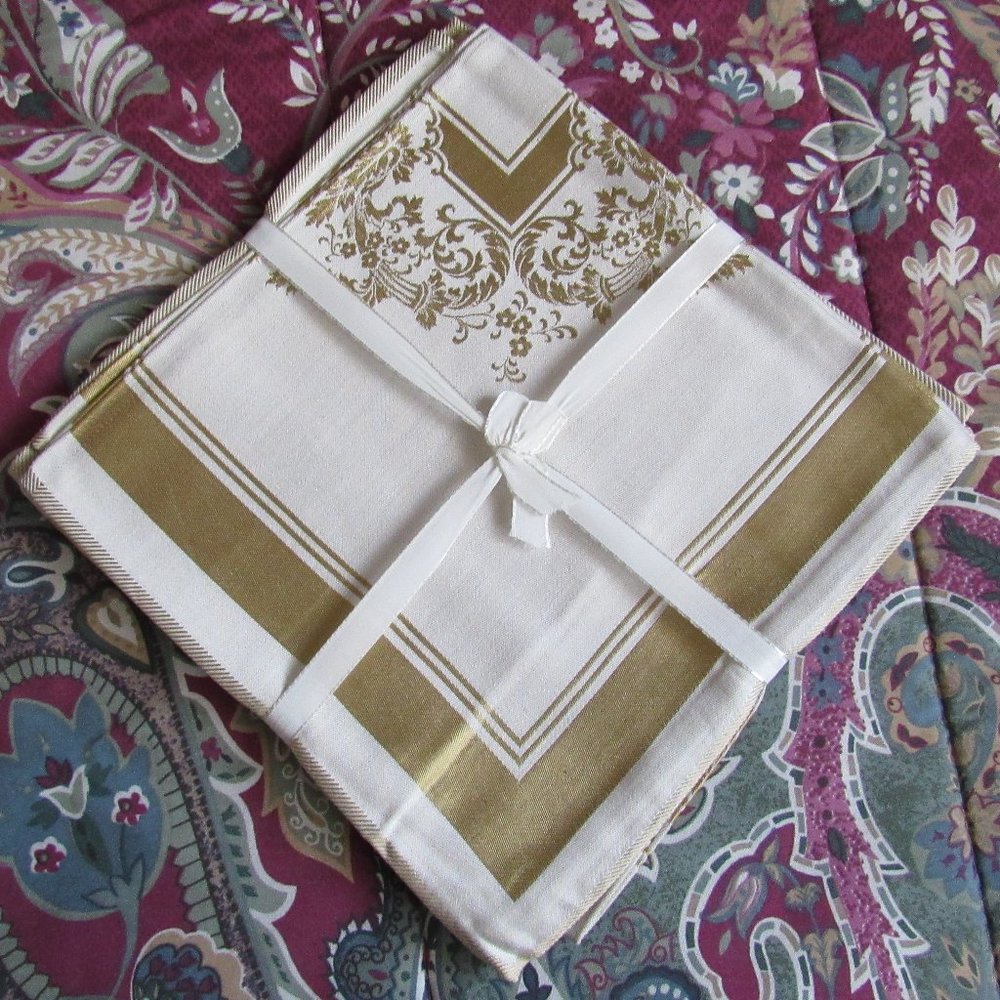 Set of 6 Gold Tone Napkins 20" X 20" Made in Japan